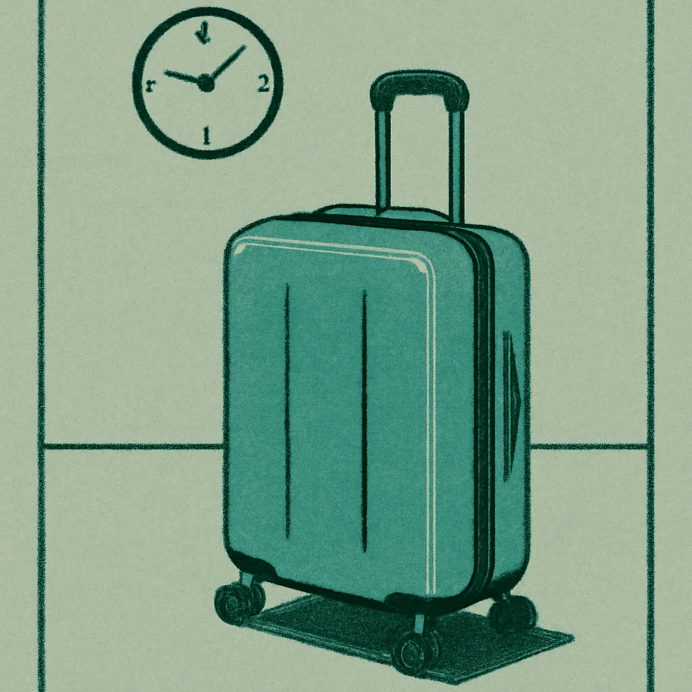 Amazon Basics 21" Hardside Expandable Carry-On Spinner — editorial illustration